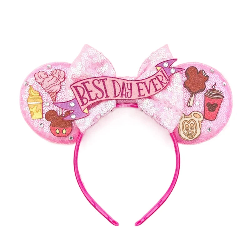 2023 Newest Mickey Mouse Ears Headband Kid Adult Festival Party Sequins Bow Hairband Women Baby Girl Party Hair Accessories Gift