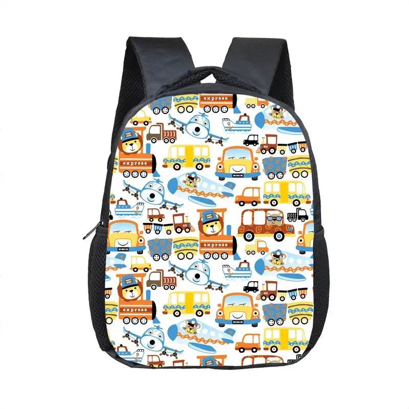 Cute Cartoon Train Locomotive Print Backpack for 2-4 Years Old High-speed Train Kids Bookbags Boy Girl Toddler School Bag Gift