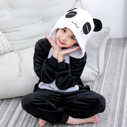 Unicorn Kigurumi for Kids Onesies Winter Flannel Warm Pajamas Animal Lion Dinosaur Hooded Sleepwear Jumpsuit Cospaly Costumes