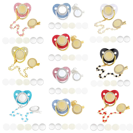 Personalized Newborn Pacifier Clip Holder Baby Shower Gift Blank Toddler Pacifier Dummy Baby Teether Infant Nipple BPA Free