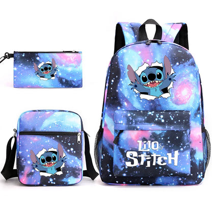 Disney Lilo Stitch 3Pcs/Set Bookbag Kids Backpack Boys Girls School bags Daily Backpacks Mochilas Shoulder Bag Set