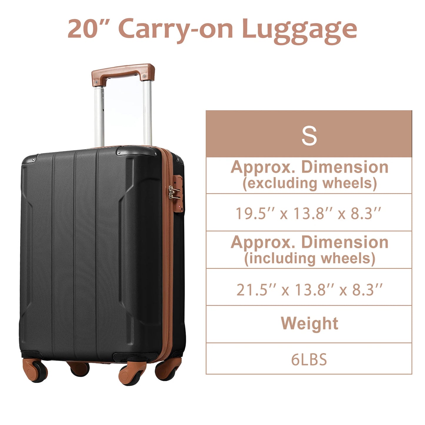 Hardshell Luggage Spinner Suitcase with TSA Lock Lightweight 20'' Portable Luggage Bags for Women Men Holiday Backpack Bags