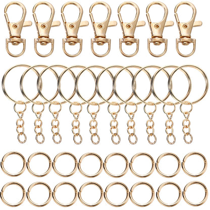 70Pcs/Set Swivel Snap Hook and Key Rings with Chain Jump Rings Connectors for DIY Keychain Lanyard Jewelry Making Supplies