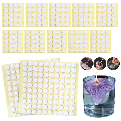 100PCS Candle Wick Stickers Transparent Acrylic Heat Resistance Double-Sided Stickers for Candle Making Kit DIY Tool