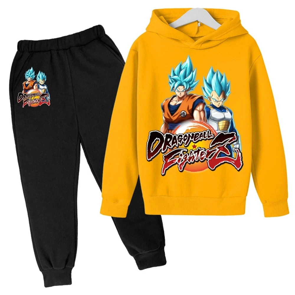 Winter Dragon Ball hoodies for boys and girls, children's cartoon Goku sweatshirts, outdoor sports children's simple fashion top