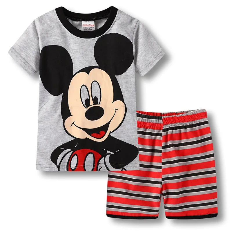 2pcs/set New Kids Short Sleeved Suit Toddler Costume Mickey Clothes Baby Boys Pajamas Set girl Children Tshirt Shorts Set