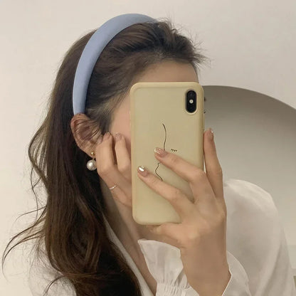 2024 New Satin Gloss High End Sponge Headband Women's Autumn Solid Color Simple and Elegant Accessories Hair Card