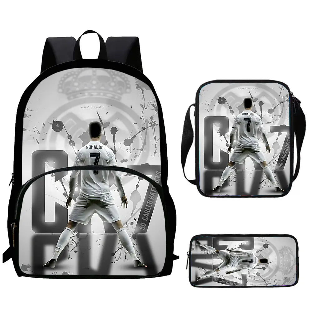 Cartoon C-CR7 Football-Stars Child Backpack,Shoulder Bags,Pencil Bags for 4-8 Years Old Anime School Bags for Boy Girl Best Gift