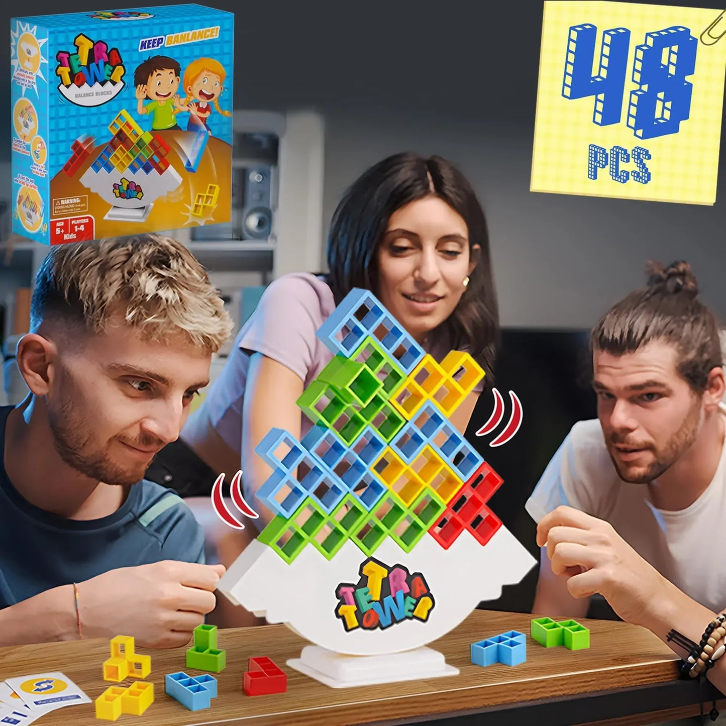 32PCS Tetra Tower Fun Balance Stacking Building Blocks Board Game for Kids Adults Friends Team Dorm Family Game Night and Partie