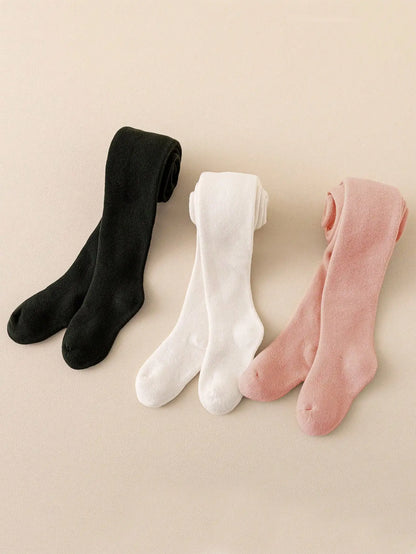 3 pairs of girls' solid color bottom pantyhose are suitable for daily life