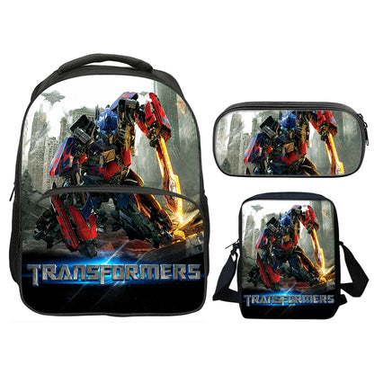 T-Transformers Popular Movies Child School Backpack 3pcs Set Shoulder Bags Pencil Case Book Bags for Boys Girls Best Gift