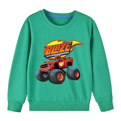 Autumn Kids Blaze And The Monster Machines Cartoon Funny Sweatshirts Children's Hoodies Baby Pullover Tops Girls Boys Clothes