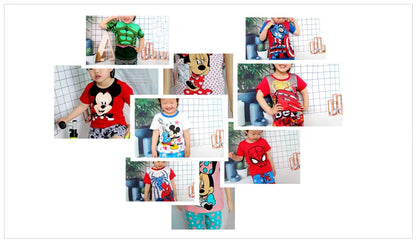 2pcs/set New Kids Short Sleeved Suit Toddler Costume Mickey Clothes Baby Boys Pajamas Set girl Children Tshirt Shorts Set