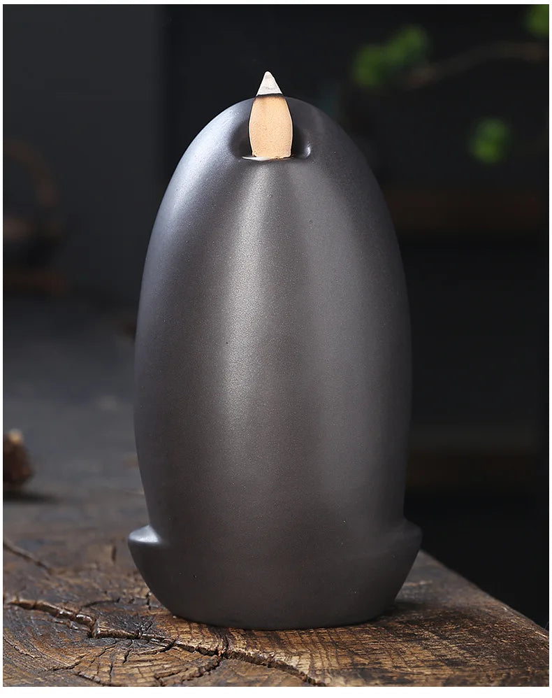 Ceramic Backflow Incense Burners Smoke Waterfall Fountain Meditation Aromatherapy Reflux Incense Holder Buddha Home Zen Decor