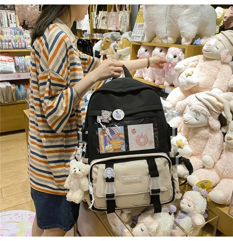 Kawaii Women Backpack Waterproof School Bag For Teenager Girl Student Bookbag Laptop Rucksack Cute Female Travel Bagpack Mochila