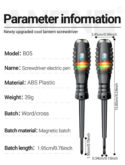 ANENG B05 Word/cross Screwdrivers Neon Bulb Indicator Meter Electric Pen Insulated Electrician Highlight Pocket Tester Pen Tools