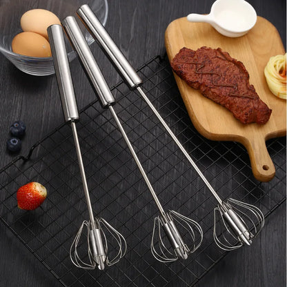 Semi-automatic Egg Beater 304 Stainless Steel Egg Whisk Manual Hand Mixer Self Turning Egg Stirrer Kitchen Accessories Egg Tools