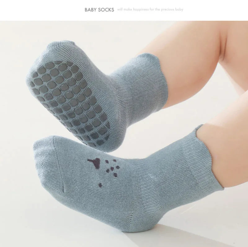 5 Pairs a Lot 2024 New Baby Floor Socks Toddler Girls Cute Indoor Walking Socks Infant Boys Non Slip Bottom Socks