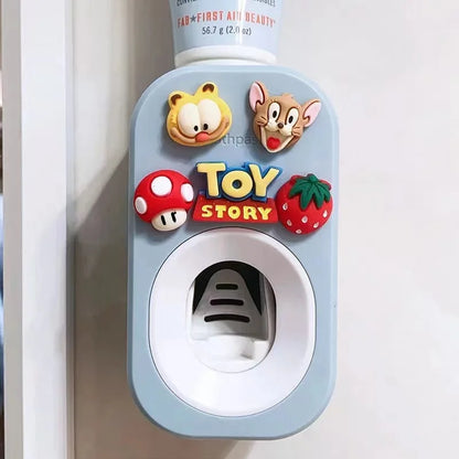 Automatic Kids Toothpaste Dispenser Toothpaste Squeezer for Children Household Cartoon Toothbrush Holder Bathroom Accessories