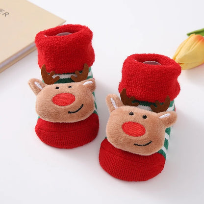 Christmas Baby Socks For Girls Boys Non-slip Floor Socks Cute Cartoon Animal Baby Xmas Cotton Sock