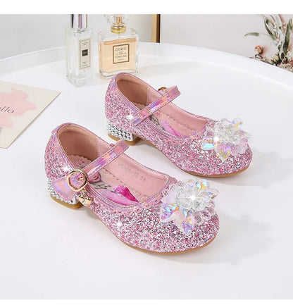 2024 Spring New Children's Shoes Ice And Snow Romance Princess Elsa Shoes Girl's Fashion Sandals Crystal Princess Shoes