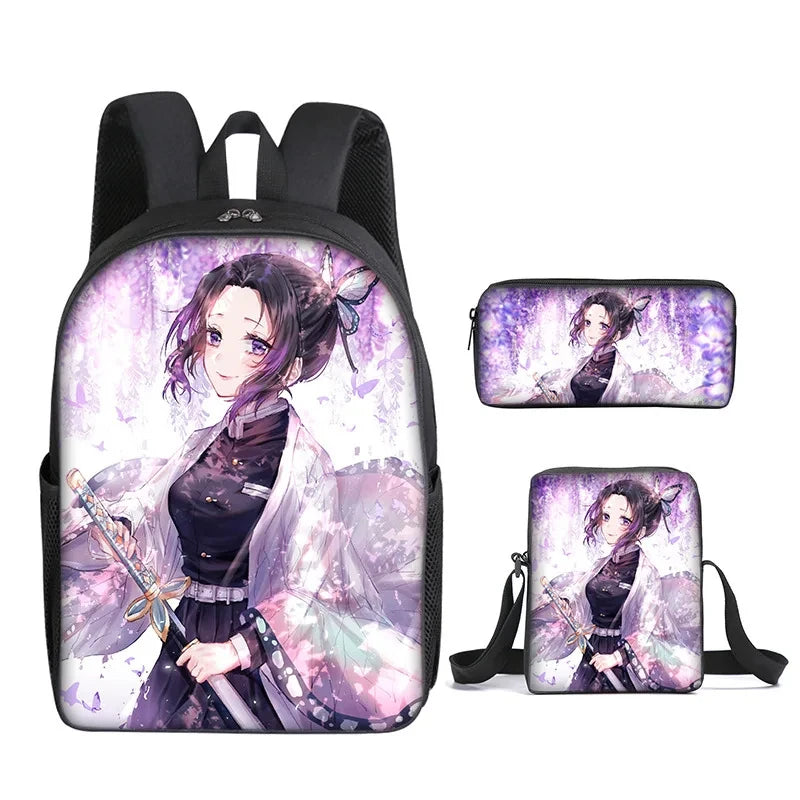 Nezuko Demon Slayer Anime 3Pcs/Set Backpack Student School Shoulder Bag Kids Cute Travel Backpack for Children Birthday Gifts