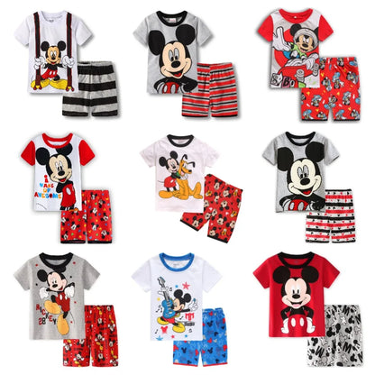 2pcs/set New Kids Short Sleeved Suit Toddler Costume Mickey Clothes Baby Boys Pajamas Set girl Children Tshirt Shorts Set