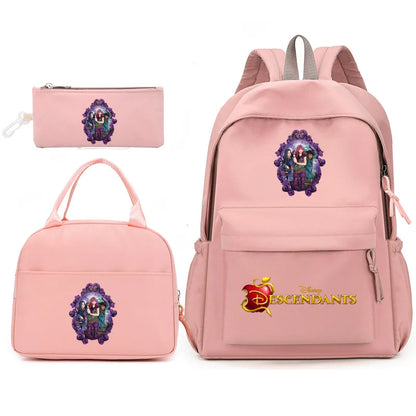 3pcs Disney Descendants Backpack with Lunch Bag for Women Student Teenagers School Bags Comfortable Travel Sets