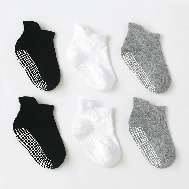 6Pairs Baby's Non-slip Floor Socks For Toddler Kids Boys Indoor Activities Learn To Walk Ankle Socks