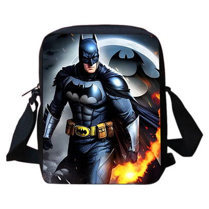 Cartoon Super Hero B-BatmanS LOGO Child Backpack,Shoulder Bag,Pencil Bag for 4-8 Years Old Anime School Bag for BoyGirl BestGift