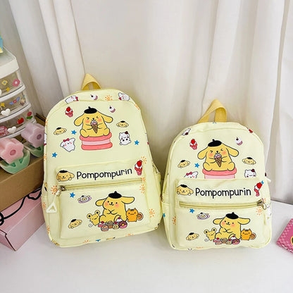 Sanrio Kuromi Hello Kitty My Melody Cinnamoroll Cartoon Backpack Cute Pompom Purin Pochacco School Bag For Adults Kids Sac A Dos