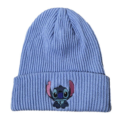 Disney Anime Stitch Knitted Hat Kawaii Lilo Stitch Embroidered Cute Warm Hat Cartoon Children Autumn Winter Hat Gifts