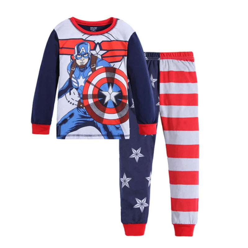 High Quality kid's Pajamas Set Avengers Hulk Boy Girl Captain America Cartoon Longsleeved Pajama and pajama suit for kids gift