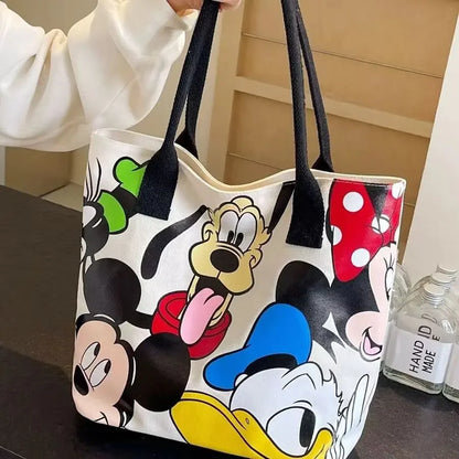 Disney Donald Duck Large Capacity Women's Shoulder Bag Stitch Canvas Bag Women's Simple Student Handbag School Bag