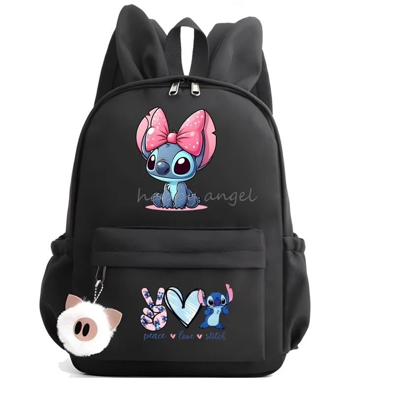 Hot Disney Lilo Stitch Backpack for Girls Boys Student Teenager Rucksack Women Casual School Bags Travel Rabbit Ears Mochila