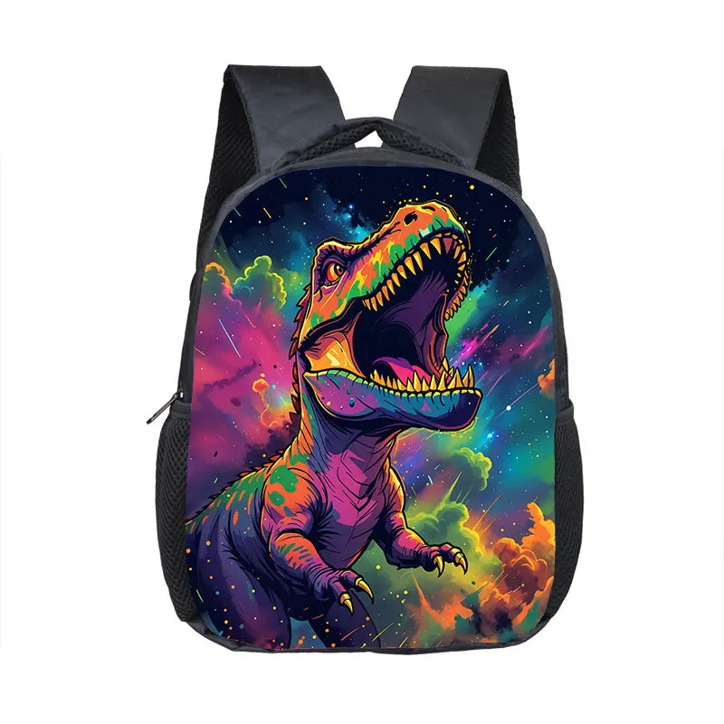 12 Inch Cute Dinosaur Print Backpack for 2-4 Years Old T-rex Skeleton Kids School Bag Kindergarten Girls Toddler Bookbags Gift