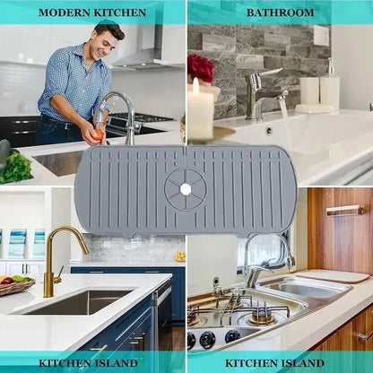 Kitchen Faucet Splash Pad Silicone Sink Faucet Splash Guard Mat Sponge Drain Pad Countertop Protector for Kitchen Bath Gadgets