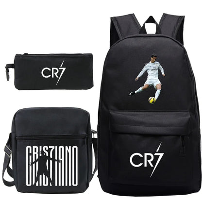 New 3pcs CR7 Backpacks Simple Style Lightweight Boys Girls School Bags Capacity Teens Laptop Backpack Women Men Travel Mochilas