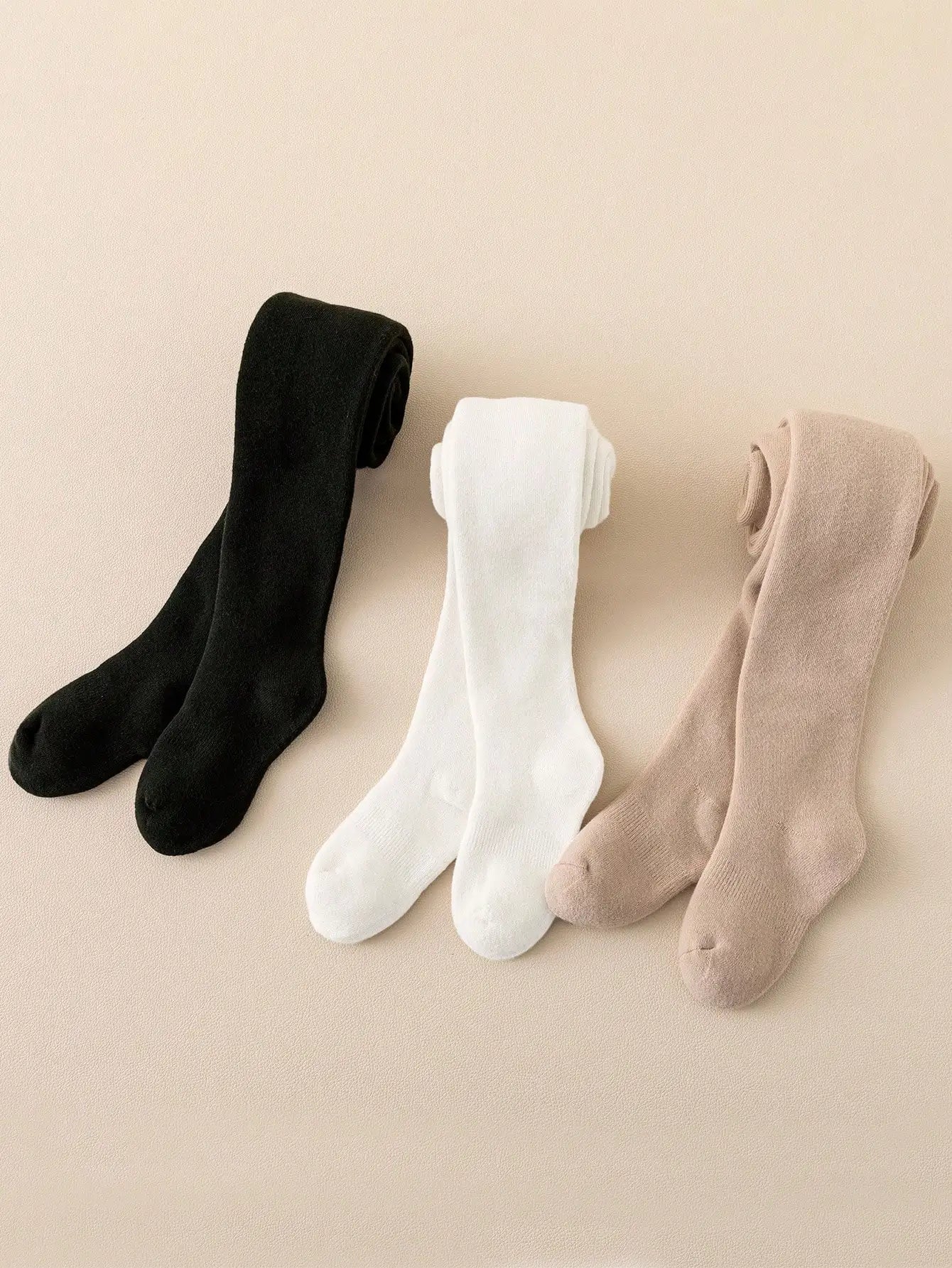 3 pairs of girls' solid color bottom pantyhose are suitable for daily life