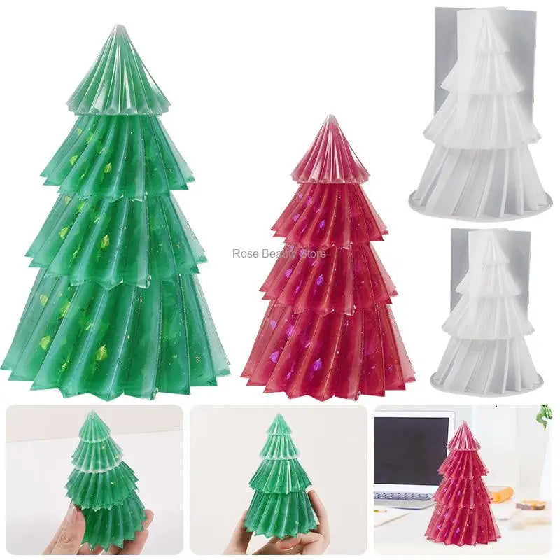 3D Christmas Tree Candle Silicone Mold DIY Christmas Candle Making Kit Handmade Soap Plaster Resin Baking Tools Holiday Gifts