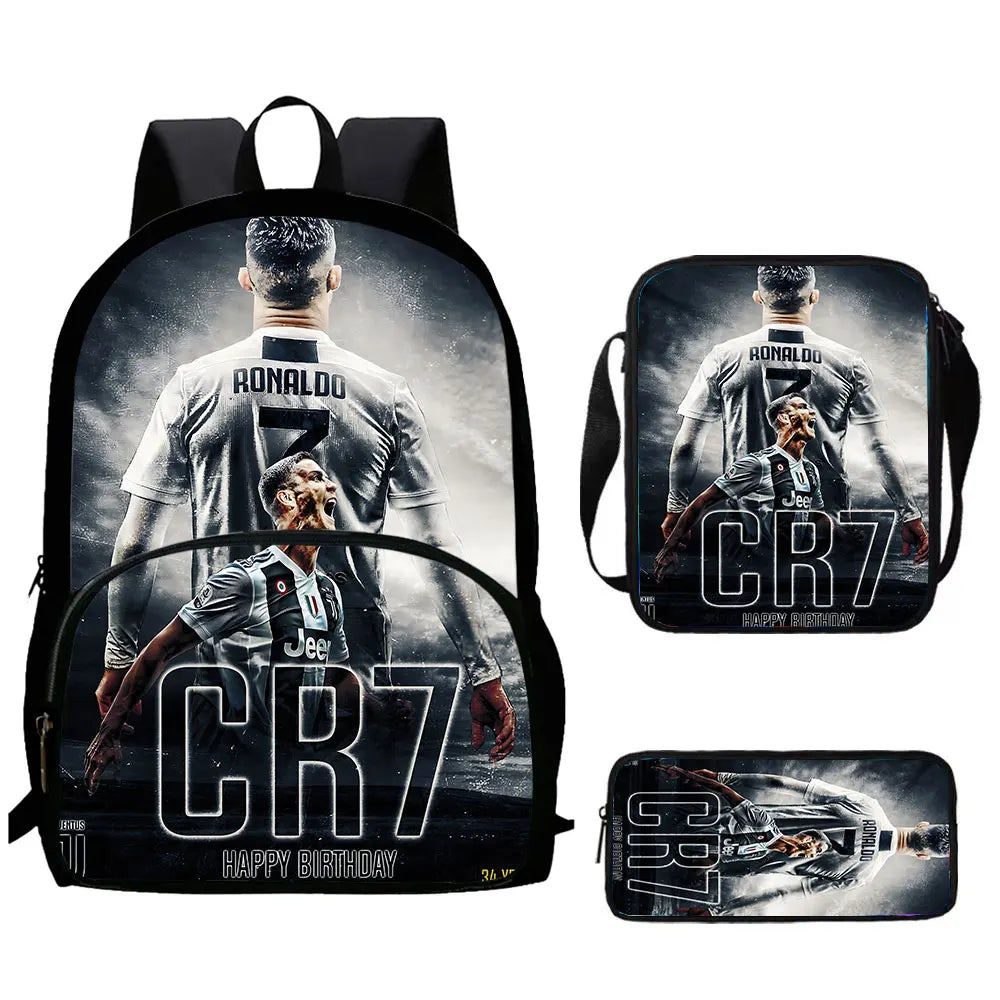 Cartoon C-CR7 Football-Stars Child Backpack,Shoulder Bags,Pencil Bags for 4-8 Years Old Anime School Bags for Boy Girl Best Gift