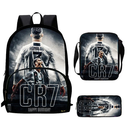 Cartoon C-CR7 Football-Stars Child Backpack,Shoulder Bags,Pencil Bags for 4-8 Years Old Anime School Bags for Boy Girl Best Gift