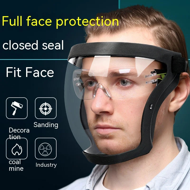 Transparent Facial Protector Super Protective Face Shield for Work Weed Whacking Anti-Fog Full Face Mask for Kitchen Oil Proof