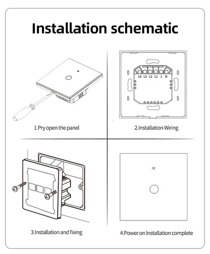 WiFi Smart Switch EU Light Wall Touch Switch 220V Need Neutral Wire Tuya Smart Life Work with Alexa Google Home 1/2/3/4 Gang