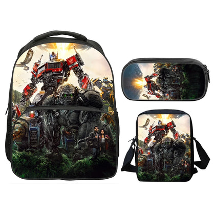 T-Transformers Popular Movies Child School Backpack 3pcs Set Shoulder Bags Pencil Case Book Bags for Boys Girls Best Gift