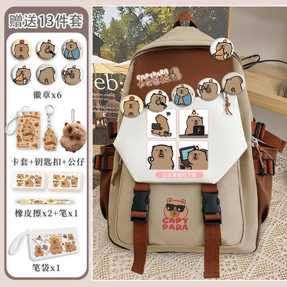 Kapibara school bag high-capacity primary school students junior high school girls good-looking teenagers backpack