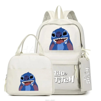 3Pcs/set Disney Lilo Stitch Colorful Backpack With Lunch Bag for Girl Boy Student Teenager Rucksack Women Casual School Bags Set