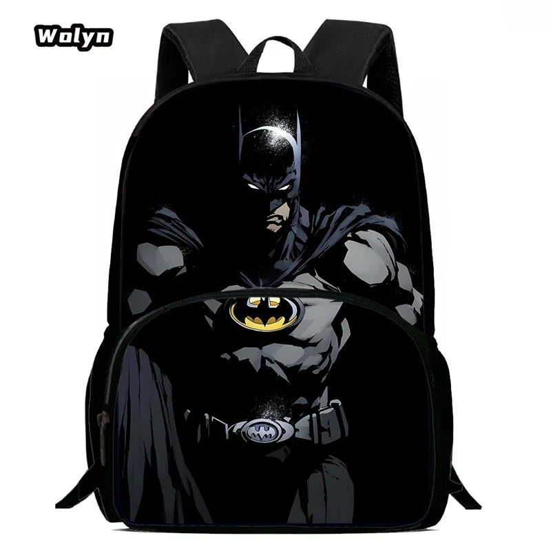 Cartoon Super Hero B-BatmanS LOGO Child Backpack,Shoulder Bag,Pencil Bag for 4-8 Years Old Anime School Bag for BoyGirl BestGift