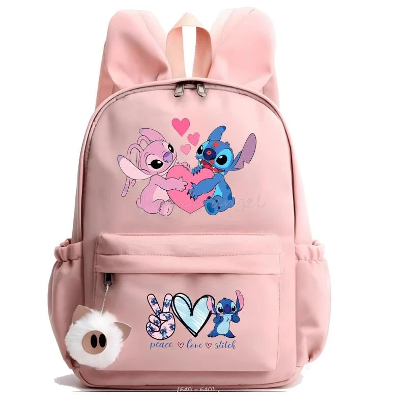 Hot Disney Lilo Stitch Backpack for Girls Boys Student Teenager Rucksack Women Casual School Bags Travel Rabbit Ears Mochila