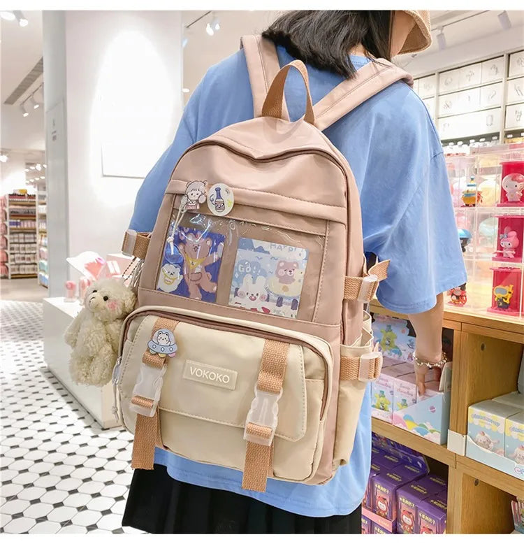 Kawaii Women Backpack Waterproof School Bag For Teenager Girl Student Bookbag Laptop Rucksack Cute Female Travel Bagpack Mochila